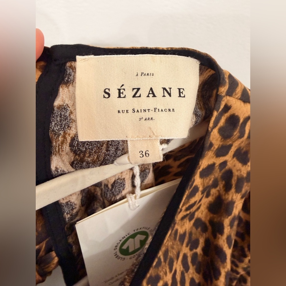 NWT Sezane Lorenz Leo Leopard Nevada Print Blouse Size US 4/FR36 - Picture 6 of 9